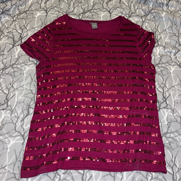 Ann Taylor Sequin Short Sleeve XL - Picture 2 of 6